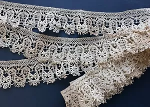 3m Antique Lace Edging Handmade Bobbin Lace Linen Unused 5.5cm W - Picture 1 of 6