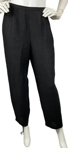 Eileen Fisher Petite Linen Blend Pants Tapered Leg Side Zip Lightweight Black PS - Picture 1 of 9