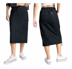 ⭐Converse Women's Skirt Long Woven Cargo Size M Black Street Wear 4 Pockets New - Picture 1 of 7