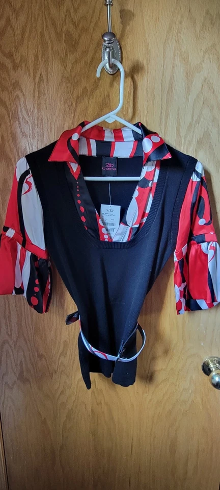 Suéter Chaleco Blusa Cinturón Bebe Silk 2fer Manga Burbuja Foto 1 de 1