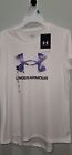 Weißes T-Shirt Under Armour mit lila gefärbtem Logo - Jugend groß - Neu mit Etikett