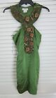 Larok Green Silk Halter Mini Dress Wooden Bead Detailing Sz S