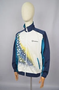 Mens Sergio Tacchini Track Top Jacket Full Zip Size L Tennis Vintage 90s - Picture 1 of 14