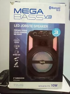 MegaBass LED Baustellenlautsprecher, wiederaufladbarer Bluetooth Party Lautsprecher mit 8 Zoll. - Bild 1 von 2