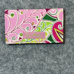 Vera Bradley Pinwheel Pink Card Holder Bifold Wallet Women's Fabric Purse Floral - Picture 1 of 5