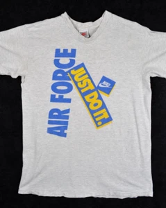 Vintage 80s Nike Shirt Herren Große 42" Heather Air Force Just Do It Script - Bild 1 von 17