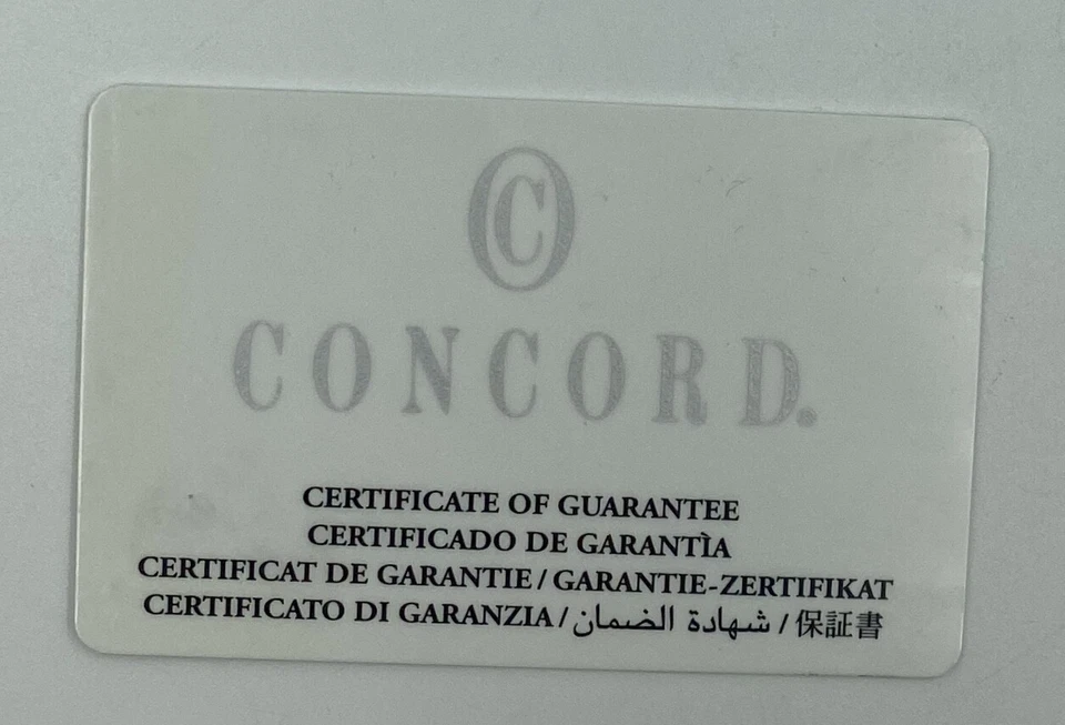 Concord International Watch Warranty Blank Card - Image 1 of 2