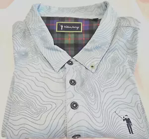 William Murray Uomo XL Golf Polo Camicia Aqua Modello Astratto Tono su Tono - Foto 1 di 8