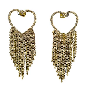 Sheila Fajl Margaux Open Heart Large Statement Earrings in CZ and Gold Plated - Picture 1 of 6