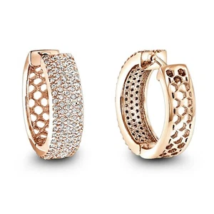 1,20 kt kleine runde simulierte Diamant Huggie/Creolen 14 K Rosévergoldet - Bild 1 von 5