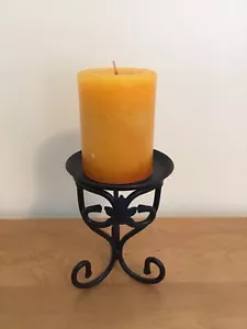 Longaberger Metalworks Wrought Iron Small 6” Pillar Candle Stand Maple Leaf - Picture 1 of 4
