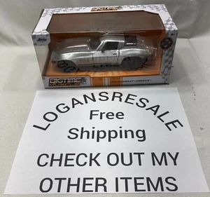 ๐ฅ Jada Bigtime Muscle Series: 1966 Chevy Corvette w/ Stripes Silver 1/24 Scale - Picture 1 of 14