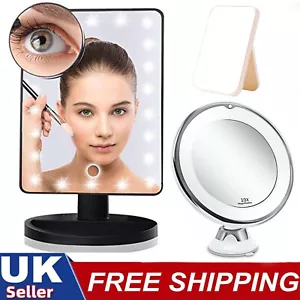 10X Magnifying Mirror With LED Lights Make Up Shaving Illuminated Cosmetic UK 🎁 - Picture 1 of 18