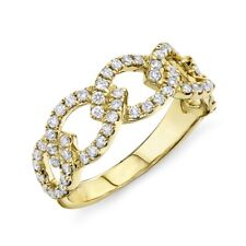 Right Hand Womens Natural Round Sz 7 Diamond Link Ring 14K Yellow Gold Cocktail