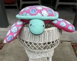 SIMPLY SOUTHERN STUFFED CLOTH SEA TURTLE WITH SEA SHELL PATTERN - Picture 1 of 4