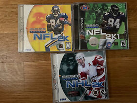 Sega Dreamcast Sports Lot Of 3: NFL 2K, 2K1, NHL 2K CIB With Manuals