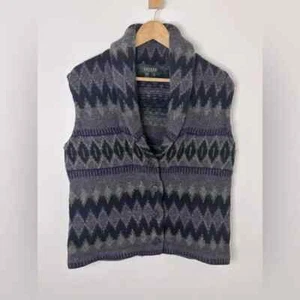 Ralph Lauren Fair Isle Lambs Wool Sweater Vest Black/Purple Motif Size PL - Picture 1 of 6