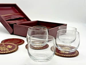 Vintage Philippe Four Whiskey Glasses Cork Coasters Boxed - Picture 1 of 24