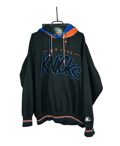 Vintage Starter New York Knicks Drawstring 2 Hood Hoodie Sweatshirt Size XL Cover