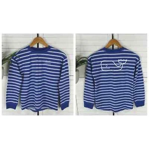 NWOT Vineyard Vines Cozy Stripe Whale Pullover Top Long Sleeve Shirt Girl Size L - Picture 1 of 8