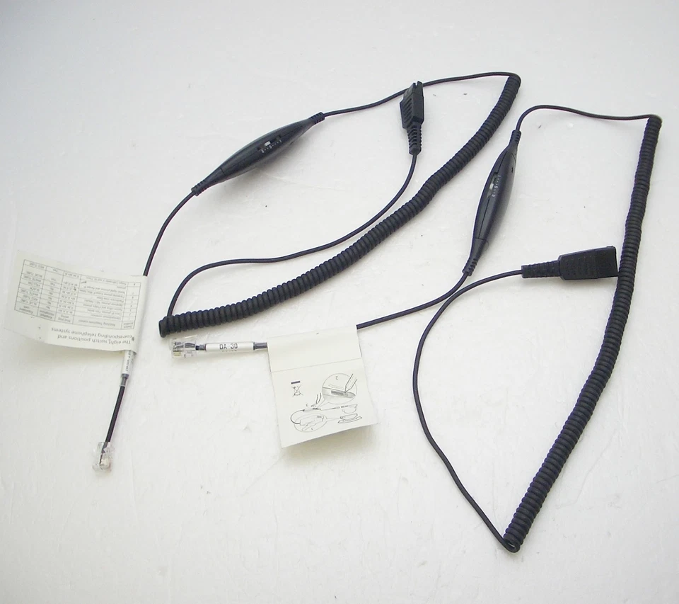 2 X DA30 7-Feet Coiled SmartCord GN Netcom QD-to-RJ9 for Jabra Headset to Phones - Image 1 of 1