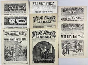 Dime Novels, n.d., Vintage Facsimiles, Custer, Wild Bill, James Bros., Lot of 8 - Foto 1 di 17
