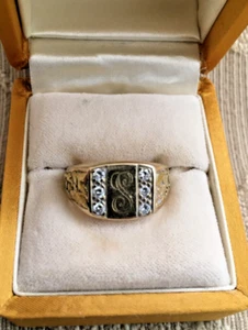 Vintage 14K Gelbgold und Diamant Herren Siegel ""S"" Ring Familienbesitz bewertet - Bild 1 von 11
