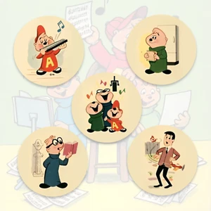 Alvin & the Chipmunks Replica Button 5-Pack Simon Theodore David Seville Dave - Picture 1 of 2