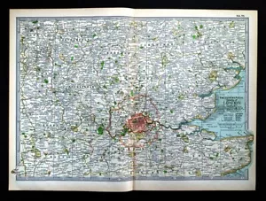 1897 Century Map London Vicinity England Oxford Canterbury Ipswich Luton Bedford - Picture 1 of 3