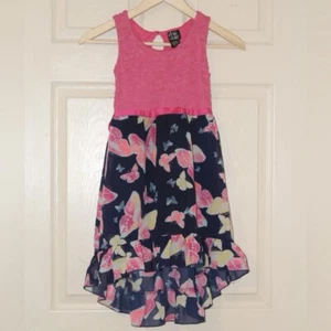 PINK & VIOLET Sleeveless HI-LOW Pink/Navy Dress with Necklace - Picture 1 of 8