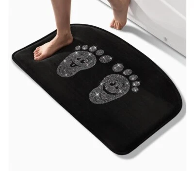 Lindas alfombras de baño alfombra de baño de espuma gruesa rosa pedrería blanca alfombra decorativa, lujo Foto 1 de 4