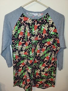 Lula Roe Womens size L Top Miss Piggy Kermit 3/4 Sleeve 29 L 25 Across Front Pit - Picture 1 of 24