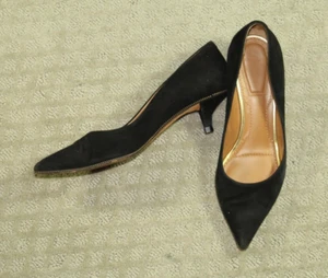 Givenchy BLACK GENUINE LEATHER SUEDE HIGH HEEL POINTED CLASSIC PUMP SHOES Sz 37 - Picture 1 of 6