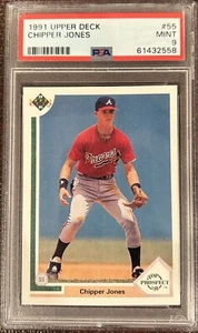 1991 Upper Deck #55 Chipper Jones Rookie PSA 9 Mint Atlanta Braves HOF - Picture 1 of 2