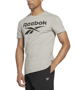 Camiseta Reebok Hombre Slim-Fit Identidad Logo Grande Gris Jaspeado Talla XL - Imagen 1 de 3