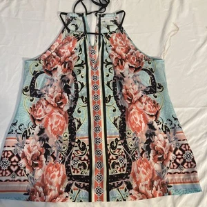 Top cuello halter floral sin mangas New York Company talla M - Imagen 1 de 5