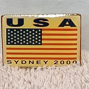 USA Olympic Sydney 2000 Summer Games Flag Pin Lapel Hat - Picture 1 of 3