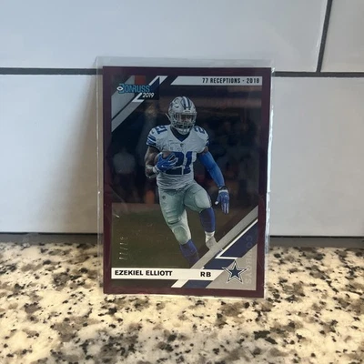 2019 Panini Donruss Photo Variation Stat Line Season /77 Ezekiel Elliott #75V - Image 1 of 2
