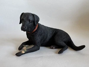 Sherratt & Simpson Black Labrador Figurine 56871 Lying Dog with Stick Ornament - Picture 1 of 15