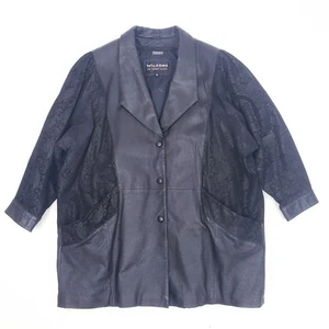 Vintage Wilsons Paisley geprägter schwarzer Ledermantel Damen 2X/XXL - Bild 1 von 10