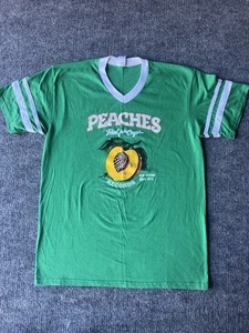 Vintage Peaches Records NOLA Pick Of The Crop Ringer Shirt Rock & Roll Large - Picture 1 of 11
