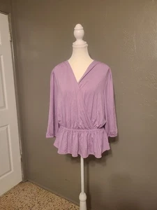 Lauren Ralph Lauren Lavender Wrap Blouse NWT Large Drop Waist RV $99 - Picture 1 of 12