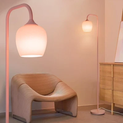 Pink Floor Lamp-Modern Standing Lamp for Living Room Bedroom, Glass Lamp Shad... - Image 1 of 4