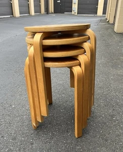 Ikea Frosta Laminate Birch Stools Alvar Aalto Style - Picture 1 of 7