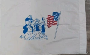 POPEYE & Friends w Flag PILLOWCASE olive oil sweat pea 2004 NO GREATER LOVE  - Picture 1 of 7