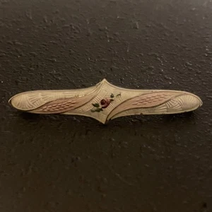 Antique John Atkins & Sons Sterling Silver Guilloche Enamel Bar Brooch Pin Badge - Picture 1 of 16