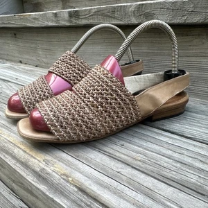 Vintage Sesto Meucci Sandalen + Taschen Slingback geflochtenes Leder Italien Damen 7 M - Bild 1 von 8