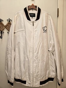 Sean John Regen Wind Jacke Herren 5XL weiß mit schwarz durchgehendem Reißverschluss 3 Taschen Langarm - Bild 1 von 7