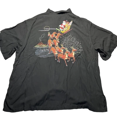 Рубашка мужская Tori Richard Santa 3XL шелковая вышитая рождественская доска для серфинга гавайская - Изображение 1 из 4