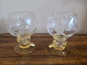 Etched Cordial Glasses Set Of Two Without Box - Picture 1 of 1